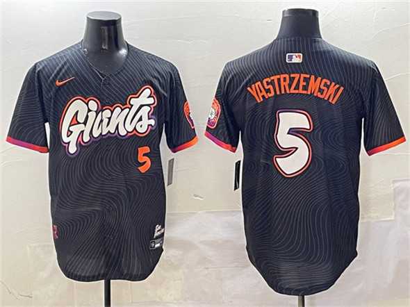 Men%27s San Francisco Giants #5 Mike Yastrzemski Anthracite 2025 City Connect Limited Stitched Jersey